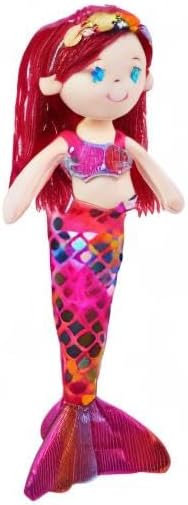June Garden 16.5" Sparkly Mermaid Aurelia - Soft Plush Stuffed Mermaid Doll Gift for Toddler Girls