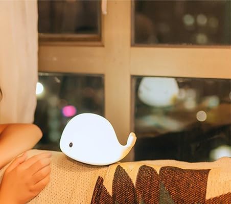 Cute Kids Night Light & Lamp - Portable Silicone Battery LED Nightlight for Kids Bedroom, Toddler, Baby - Nursery (Whale)
