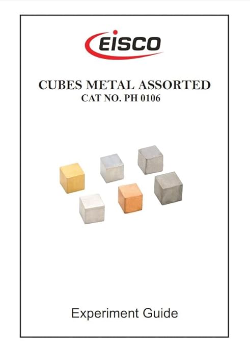 EISCO Density Cubes Set - Includes 6 Metals - Brass, Lead, Iron, Copper, Aluminum, Zinc - 0.4" (10mm) Sides - for use with Density, Specific Gravity Activities