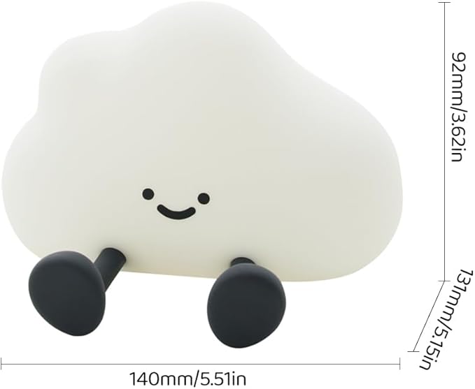 Cute Cloud Night Light Silicone Nursery USB Rechargeable Christmas Sleeping Bedside Lamp Touch Sensor Nightlights for Bedroom