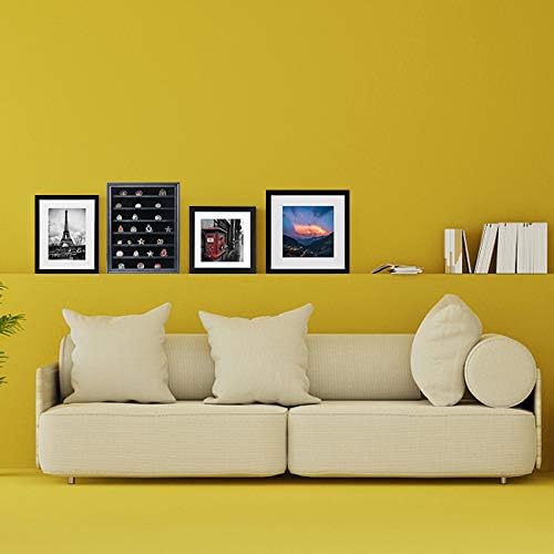 Military Challenge Coin Medals Pins Collector Display Case Lockable Wall Frame Wood Cabinet Black Shadow Box with Removable Shelves and Pinnable Background for Badges Patches Insignia Ribbons Brooches