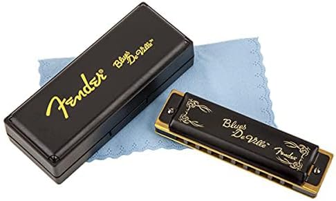 Fender Blues DeVille Harmonica - Key of G Bundle with Carrying Case, Austin Bazaar Online Manual, and Polishing Cloth
