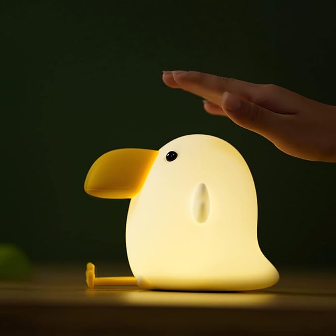 Cute Silicone Bird Night Light, Animal Nursery Lamp, Squishy LED Night Light for Bedroom, Kawaii Room Decor NightLight, Rechargeable Bedside Silicone Lamp, Ideal Gift (Bird)