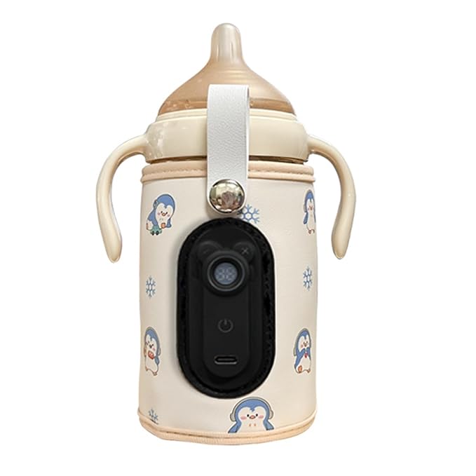 Portable USB Baby Bottle Warmer with LCD Display Adjustable Temperature Baby Bottle Warmer Device for Travel & Home Use