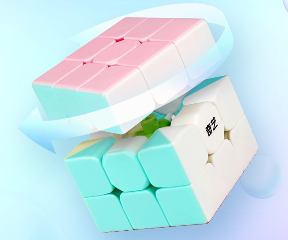 Full Size 56mm Magic Speed Cube Pastel Colors with Stand Stickerless 3x3 Easy Turning and Smooth Play Durable Puzzle Cube Toy for Kids and Adults