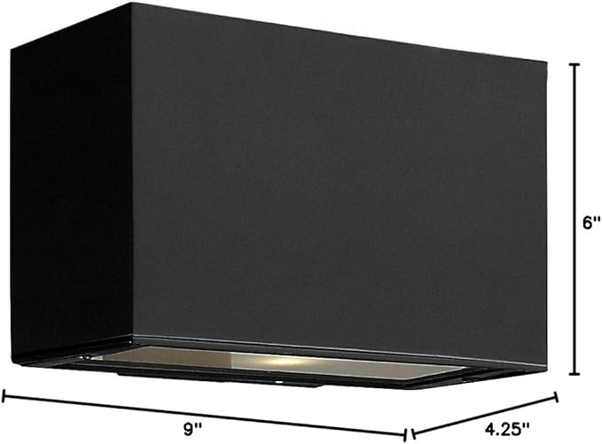 Hinkley Atlantis Extra Small Up/Down Wall Mount Outdoor Lantern - Aluminum, Etched Glass Lens, Integrated LED - Satin Black Finish