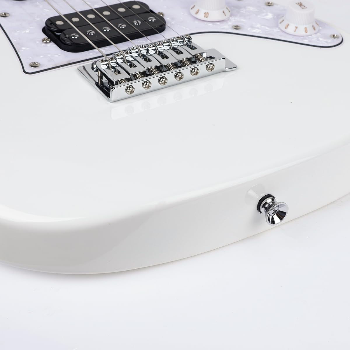 Bullfighter 34 Inch Kids Mini Strat Electric Guitar for Boys Girls, Beginner’s Electric Guitar Kit with Gig Bag, Picks, Cable, Strap, Extra Strings D120-R (blue) (White)