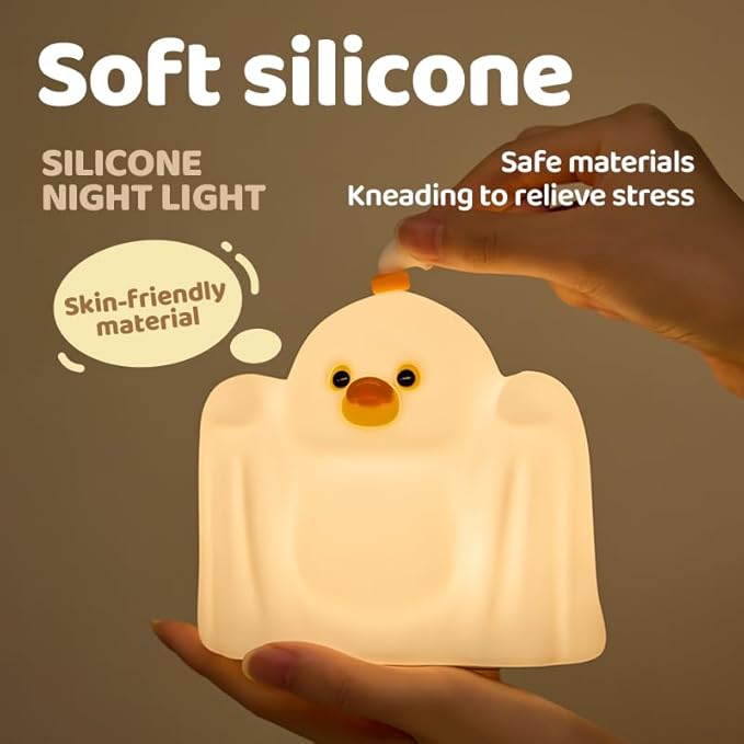 LED Duck Night Light, 3 Level Dimmable Nursery Decor, Cute Lamp Silicone Squishy Light, Rechargeable Bedside Touch Lamp for Breastfeeding Toddler Baby Kids Decor
