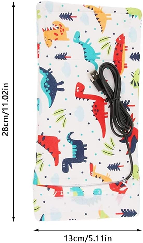 Portable Bottle Keep Warm, USB Travel Milk Heat Keeper, Baby Bottle Keep Warmer for Car Tavel, Storage Cover Insulation Thermostat(Dinosaur, 12)