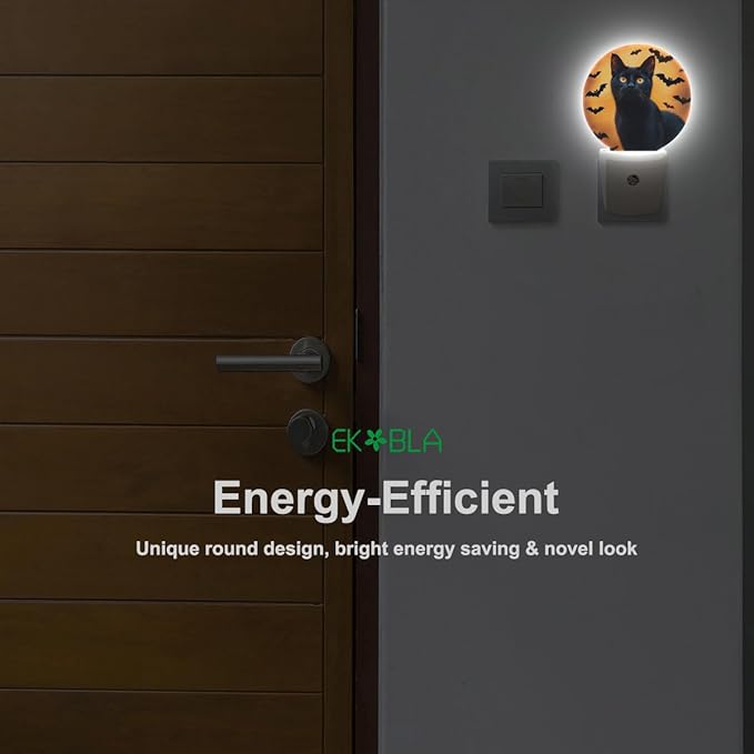 EKOBLA Black Cat Night Light Cool Animal Halloween Night Lights Plug into Wall Dusk to Dawn Sensor Plug-in Nightlights LED Gifts for Men Women Boys Girls Home Decor
