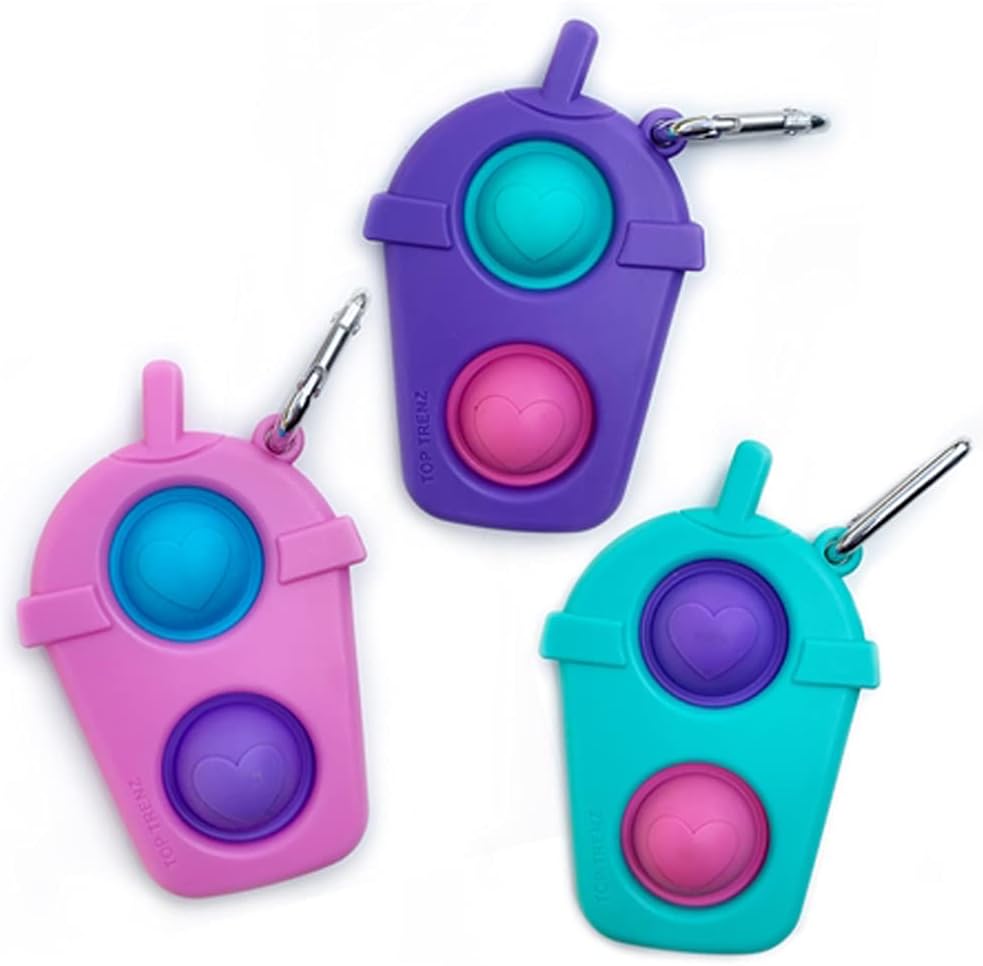 TOP TRENZ OMG Pop Fidgety Bubble Fidget Toy Stress Relief Anxiety Boredom Keychain (Frappuccino)