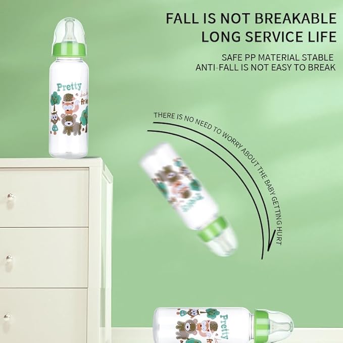 Pretty Baby 8oz 4-Pack Anti-Colic Baby Bottles for Newborns, BPA-Free, Breastfeeding Transition, Vented for Gas & Colic Relief Ideal for Baby Registry