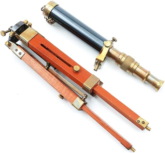 Table Décor 9 inch Telescope Vintage Marine Gift Functional Instrument Collectables Gift Item (Brass Antique + Wood)