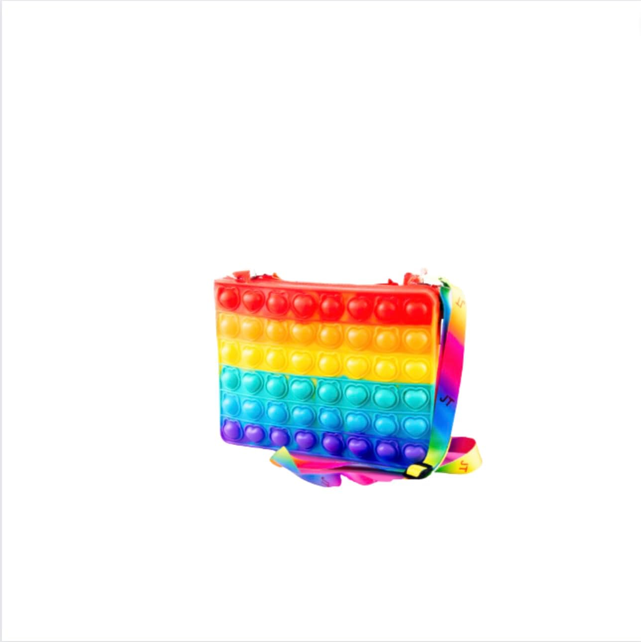 Small POP Purse, POP Purse for Girl and Women POP Bag with POP Toy, Shoulder Bag Fidget Toys POP Fidget Backpack Toy for ADHD Anxiety Kids Silicone Bag POP for Girls - YS-25- (Rainbow)