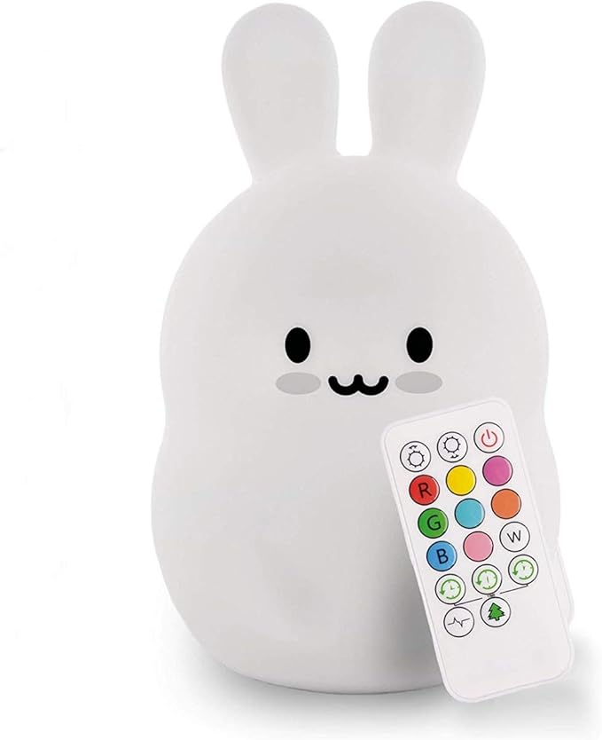 Large Rabbit Night Lights for Kids in Silicone, 9 Colors Baby Bedroom Lighting Children Bedside Table Lamps for Toddlers/Boys/Girls/Adults/Bedroom/Student/Elder/Bathroom/Outdoor - Large