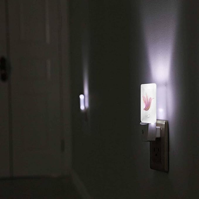 LED Night Light,Shiny Lavender Striped Hummingbird LED Night Light Plug into Wall with Dusk to Dawn Light Sensor White Energy Efficient Nightlight for Bedroom Bathroom Hallway Living Room Kitchen