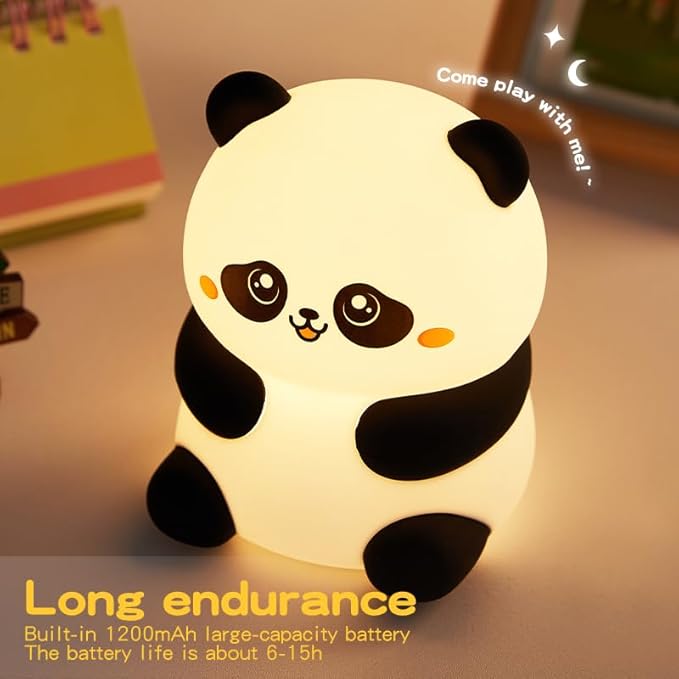 Cute Panda Night Light, with Two Actions: Sitting and Lying, Suitable for Desktop and Bedside Decoration, Rechargeable, dimmable, Touch Control, a Unique Gift for Family Members on Birthdays