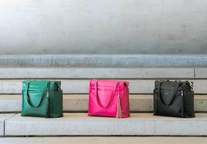 Large Diaper Bag Backpack, Vegan Leather Diaper Travel Tote Bag with Changing Pad and Stroller Straps