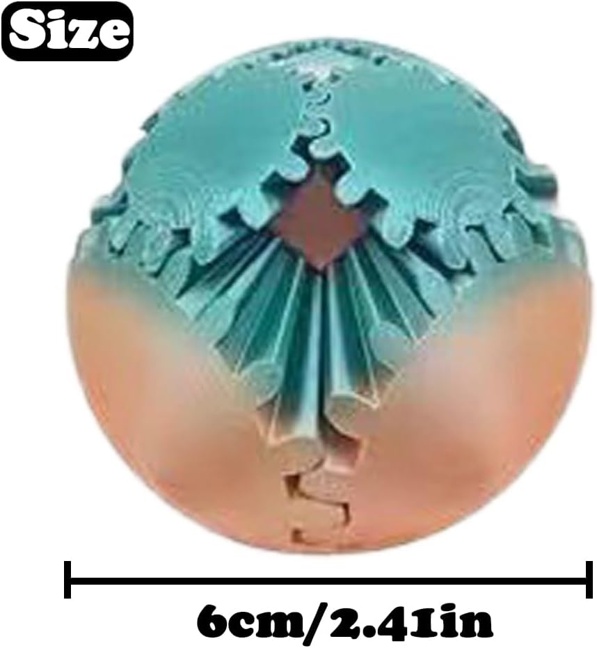 3D Printed Gear Ball, Gears phere Gear Ball Fidget Toy, Puzzle Balls, Fidget Ball, Cube Fidget Toy ,Gear Ball Toys for Classroom Prizes, Party Birthday, Anxiety Relaxing and Stress. (Cyan)