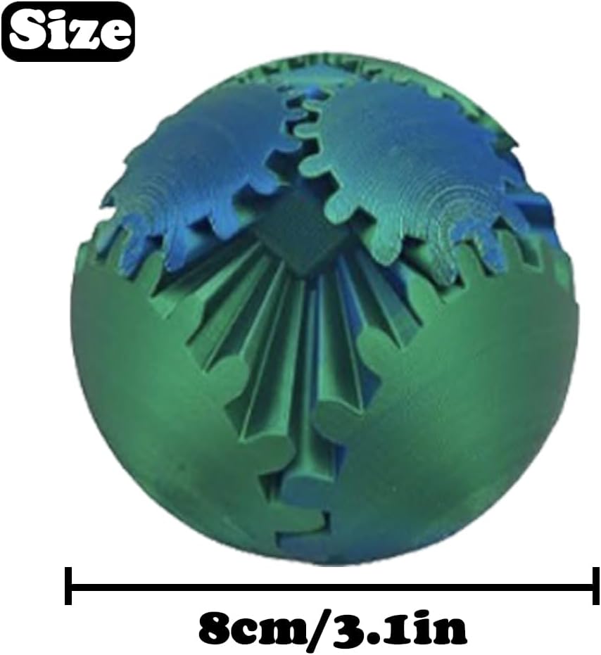 3D Printed Gear Ball, Gears phere Gear Ball Fidget Toy, Puzzle Balls, Fidget Ball, Cube Fidget Toy ,Gear Ball Toys for Classroom Prizes, Party Birthday, Anxiety Relaxing and Stress. (Green)