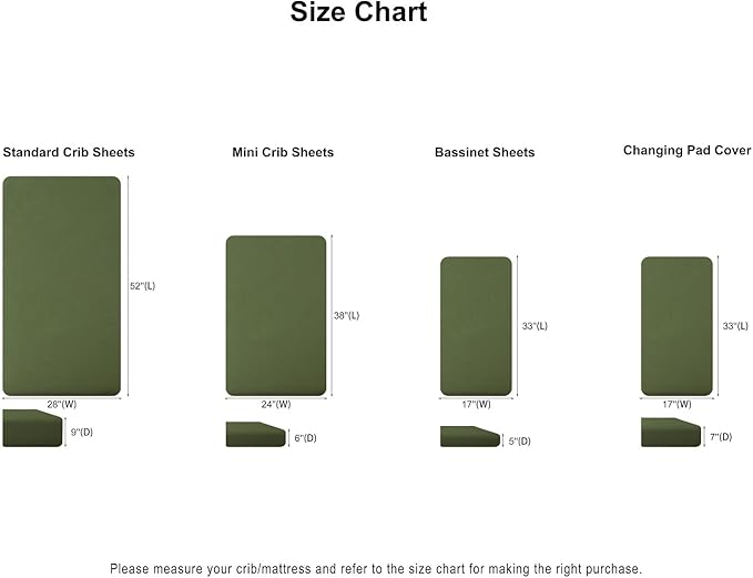 Muslin Mini Crib Sheets for Girls & Boys-2 Pack 24"x 38" Soft Baby Mattress Sheets Fitted-No Slip Neutral Toddler Cotton Bedding-Boho Nursery Décor Olive Green & Beige