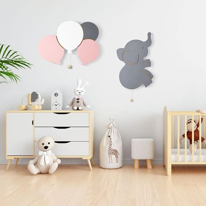 Lumipets Lighted Elephant, Nursery Night Light, Wall Mounted Lighted, Battery Operated Cloud Light Sign–Lightweight Crescent Cloud Night Light for Babies, Toddlers, Kids