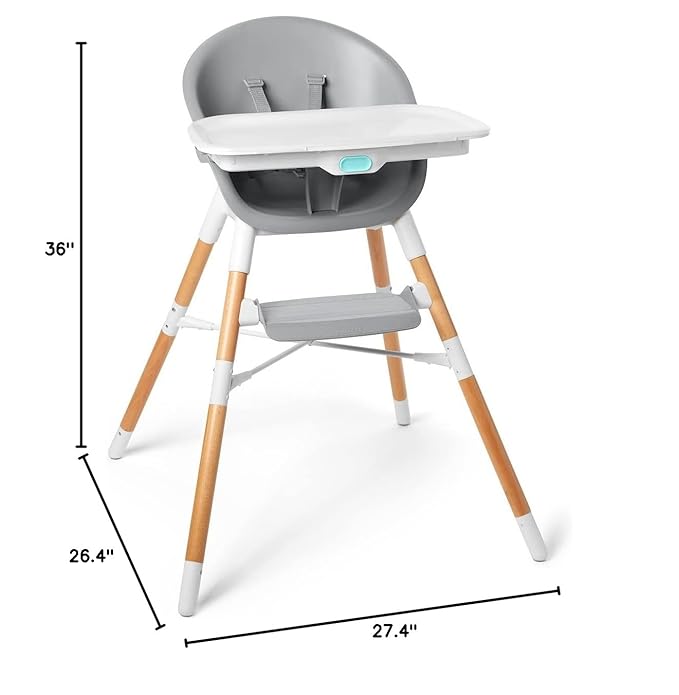 Skip Hop Baby High Chair 4 in 1 Convertible High Chair, EON, Grey/White