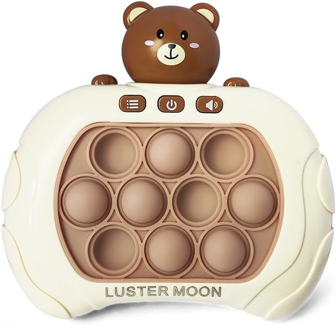 Fidget Game Toys, Quick Push Game, Bubble Stress Light Up Game, Autism Sensory Toys Mini Games Gifts for Boys, Girls, Teens (Brown)
