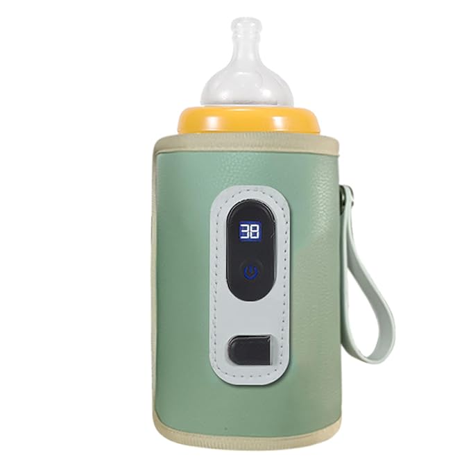 Baby Milk Bottle Warmer with USB Digital Display - Portable 5 Speed Milk Heat Keeper for Breastmilk and Water (Green)