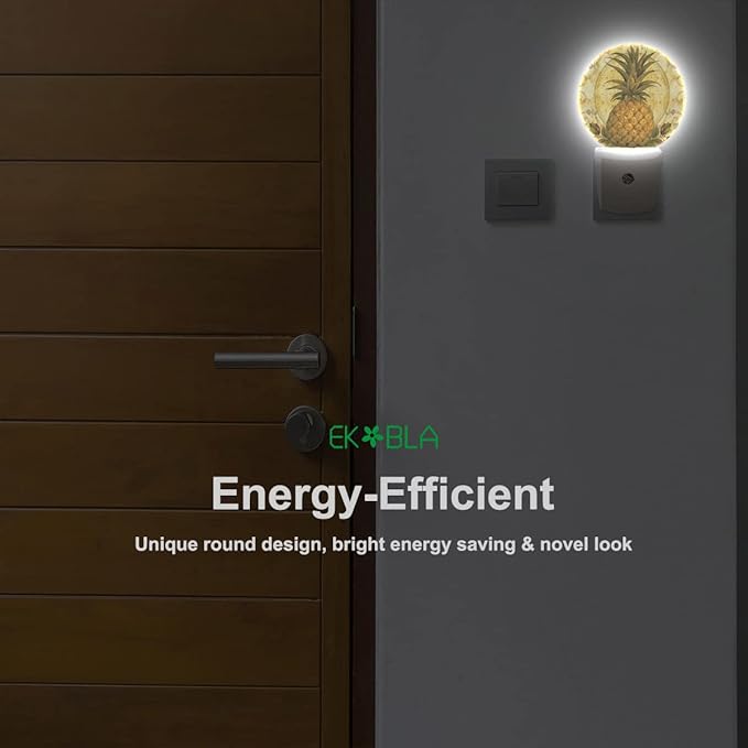 EKOBLA Boho Pineapple Night Light Summer Cute Fruits Pattern Night Lights Plug into Wall with Smart Light Sensor Home Indoor Bedroom Kitchen Decor LED Plug-in Nightlights