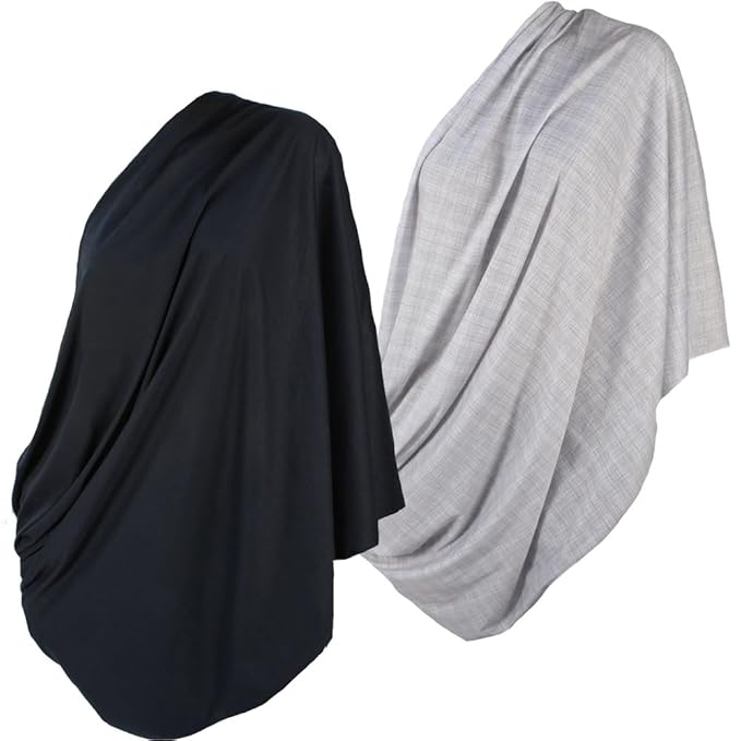 LK Baby Infinity Nursing Scarf Breastfeeding Cover Ultra Soft Premium Jersey Polyester- 100% AZO free and Safe for Baby (2pk Grey/Black)