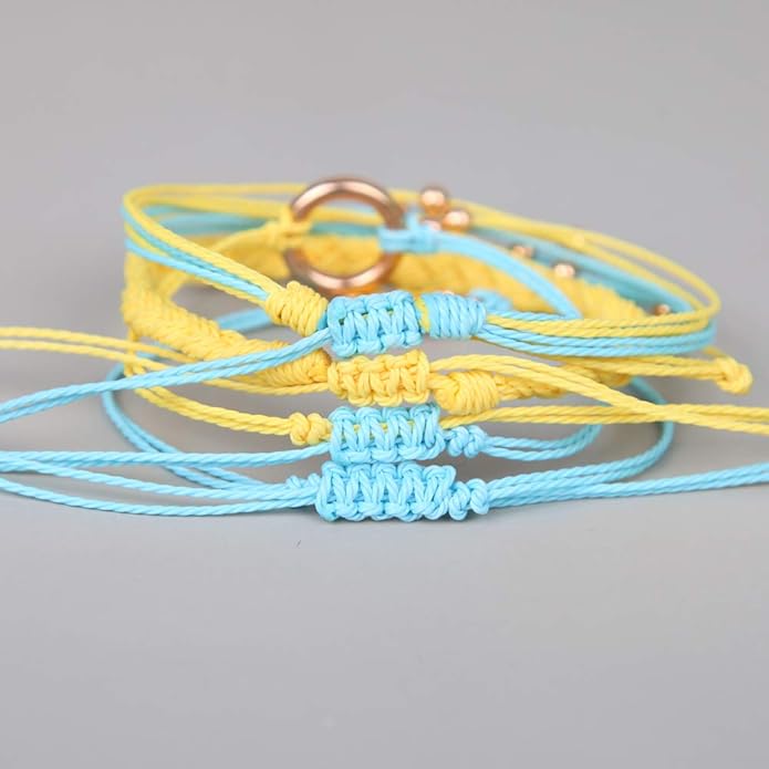 FANCY SHINY Sunflower String Bracelet Boho Braided Rope Wrap Bracelets Cute Summer Beach Surfer Jewelry for Women Christmas Gifts