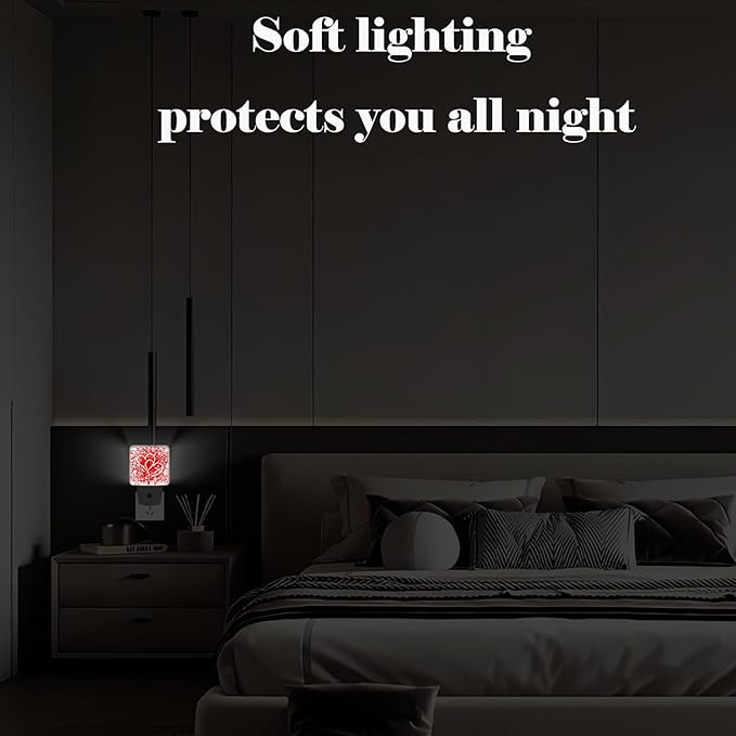 Red Sweet Hearts Night Light,Plug Into Wall with Dusk to Dawn Light Sensors, Warm Nightlights for Bedroom, Bathroom, Hallway, Kitchen, Gifts Ideal for Boys Girls Women Men