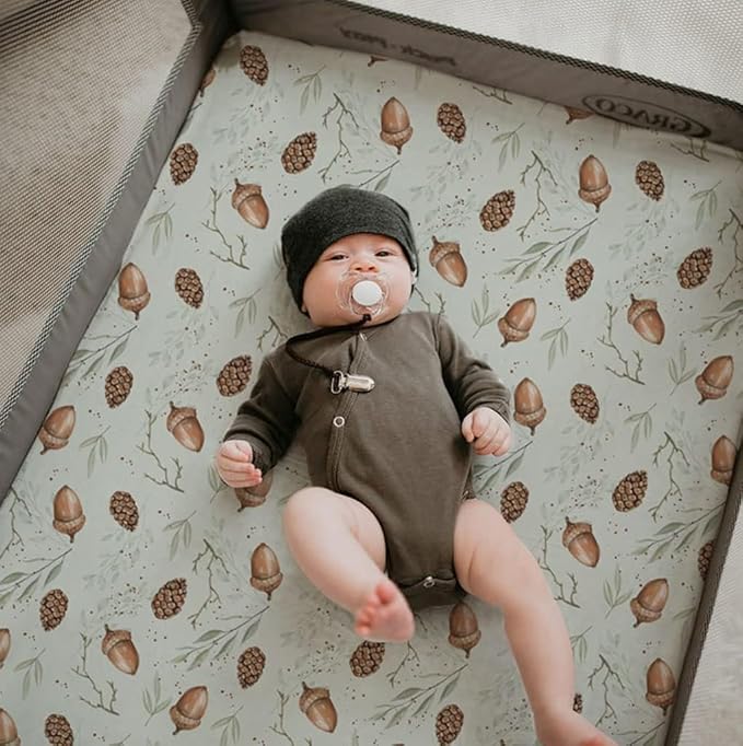 Pack n Play Sheets, BROLEX 2 Pack Mini Crib Sheets,Stretchy Portable Fitted Playard Sheet Set, Convertible Playard Mattress Cover,Ultra Soft Breathable Material,Bunny Nuts