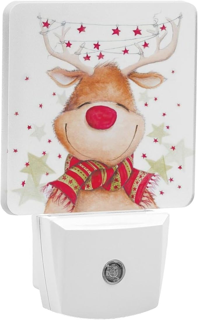 Christmas Deer Night Light, Plug into Wall Decor Nightlights for Bedroom, Bathroom, Hallway, Kitchen, with Dusk to Dawn Light Auto Sensors LED Night Lights for Boys Girls Women Men Room Gifts