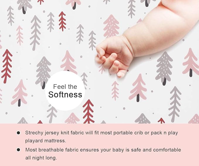 BROLEX 2 Pack Mini Crib Sheets, Stretchy Portable Fitted Playard Sheet Set, Convertible Playard Mattress Cover, Ultra Soft Breathable Material, Jungle Animals