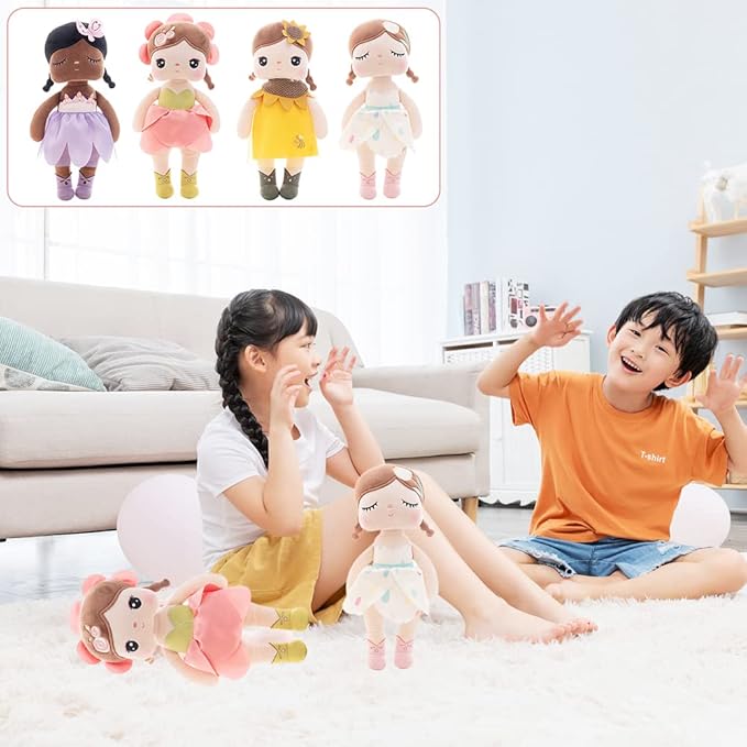 13" Exclusive New MeToo Princess Doll - Cute Flower Fairy Plush, Soft Baby Girl Gifts, Non-Toxic Skin-Friendly PP Cotton Stuffed Angela (Rose)