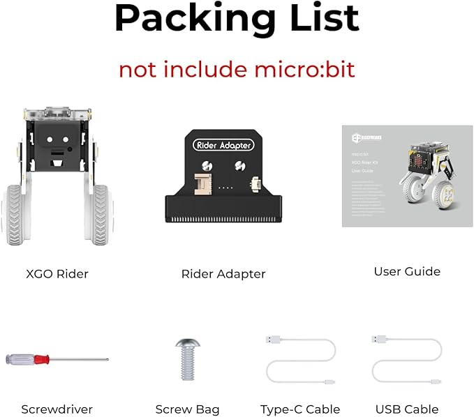 ELECFREAKS Microbit XGO Rider Starter Kit Makecode Programing, Self-Balancing Car Bionic Built-in IMU and Brushless Motor All-Metal Servo,Opens Underlying Python Protocol(Without Micro:bit)