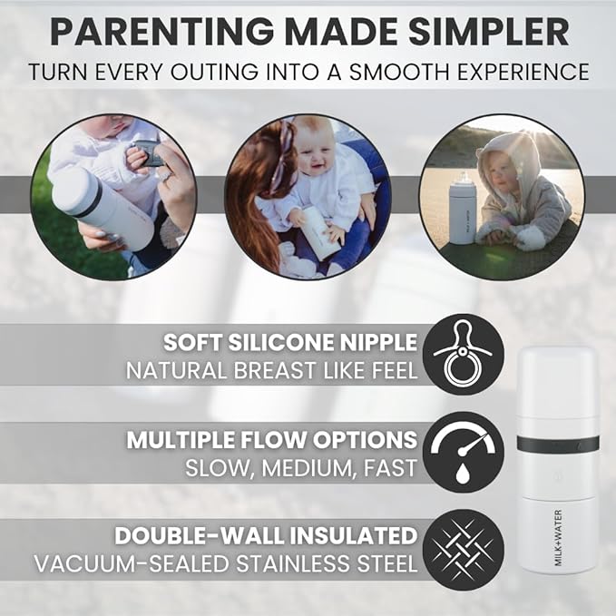 MILK & WATER All in One Baby Bottle & Baby Formula Dispenser On The Go, 5oz - Keeps Water Warm & Formula Fresh - Baby Formula Mixing Bottle with Anti Colic Nipple - Leak-Proof - 3+ Months (White)