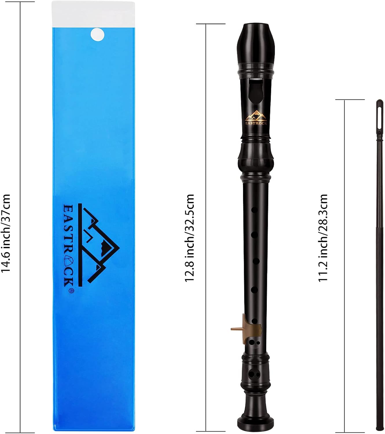 Eastrock Recorder Instrument German Style Soprano Recorder Brown 3 Pieces for Beginners with Cleaning Rod, Fingering Chart, Packing Bag, Thumb Rest