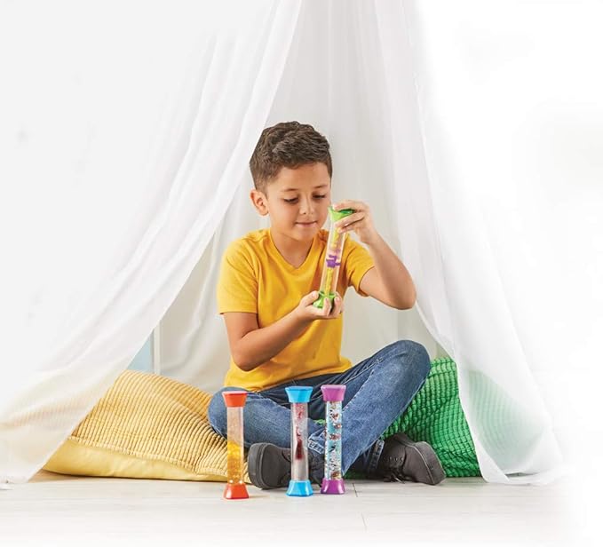 hand2mind See My Feelings Mirror (Set of 4) and Sensory Fidget Tubes (Set of 4) | Calming and Anxiety Relief Toys for Kids