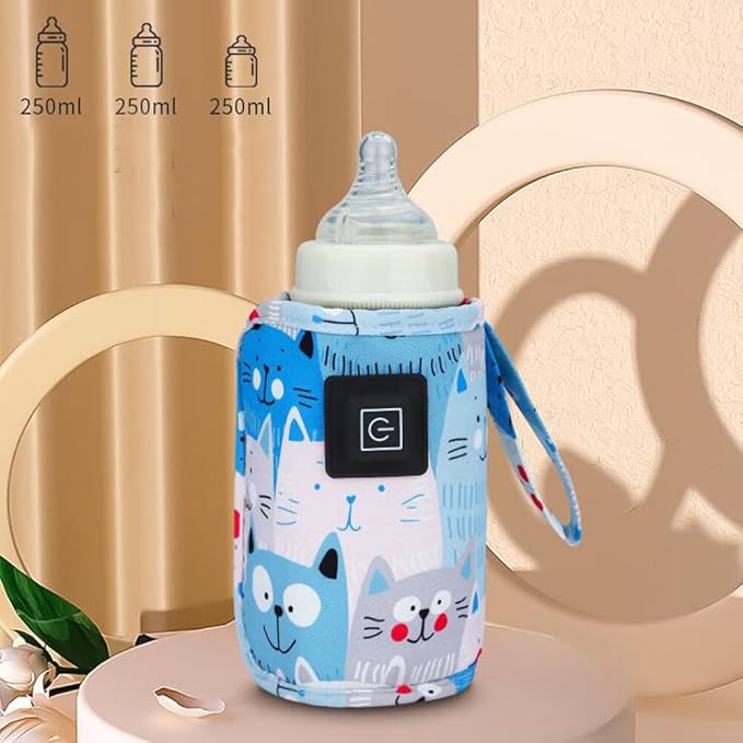Portable Bottle Warmer,Adjustable 3 Temperature USB Travel Milk Heat Keeper Baby Bottle Heater Warming Bag Milk Heater Cover Bottle Warmer Insulation Bag,Rose