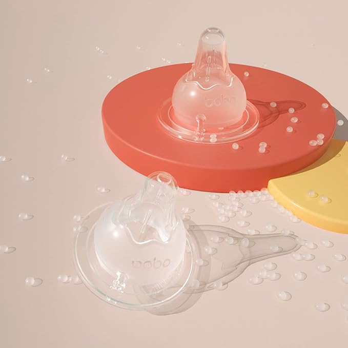 YOHKOH Natural Glass Baby Bottle with Natural Response Nipple, Newborn Anti-Colic Baby Bottles, Wide Neck Mushroom Cap Baby Bottle, Clear (8.8ounce (Pack of 4), Blue1)