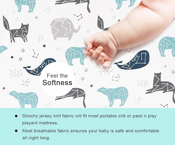 BROLEX Baby Fitted Crib Sheets: Kid Crib Sheets - Set of 2 for Toddler Standard Size Crib Mattress for Boys and Girls - Jersey Knit Crib Bed Sheets Space Planet