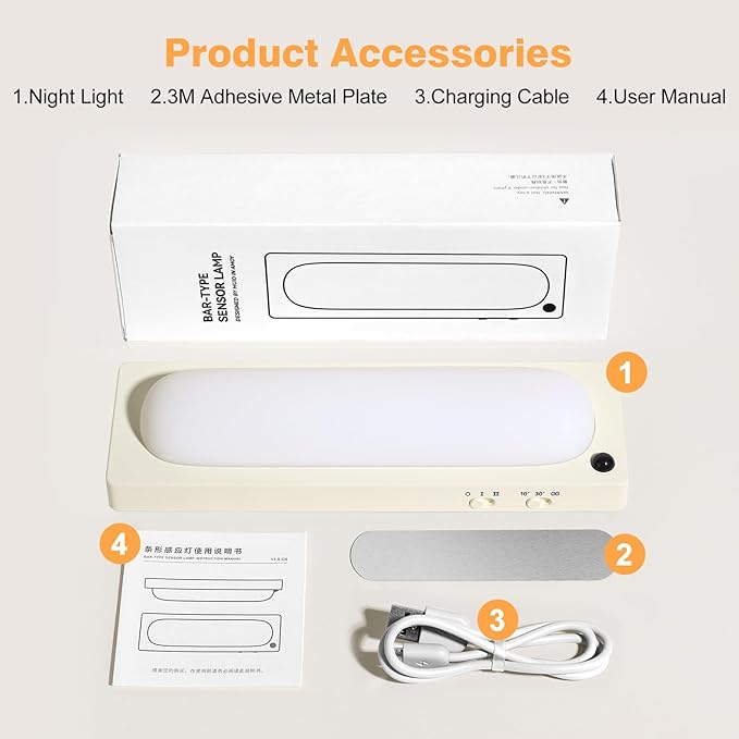 Under Cabinet Lighting, USB-C Rechargeable 2700K Dimmer LED Battery Operated Under Counter Lights Stick On Magnetic Wireless Closet Lights for Desk, Stairs, Wardrobe, Wine Cabinet