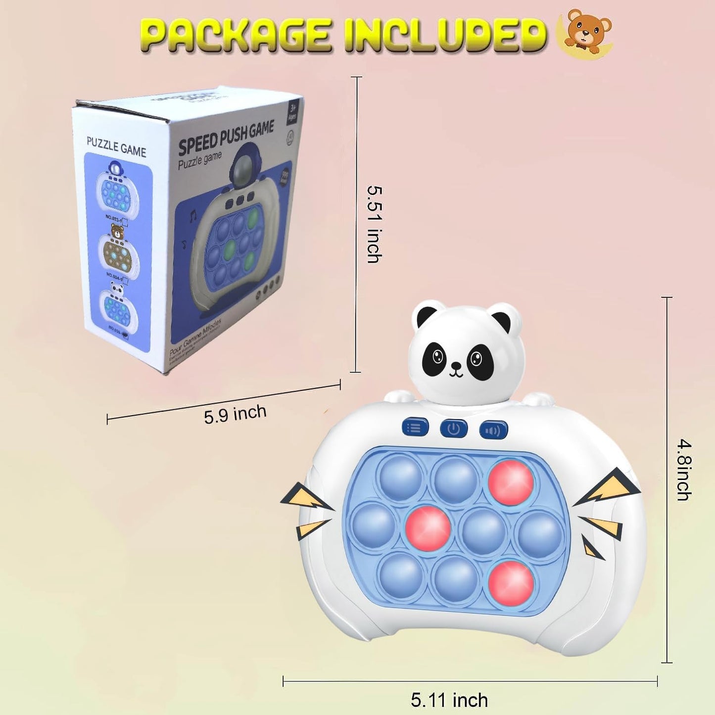 Fast Push Game,Push Game Fidget Toys,Handheld Game Console for Kids,4 Modes Games,That Exercises Reaction Ability and Improves Concentration | Gift Ideas for Kids (Panda)