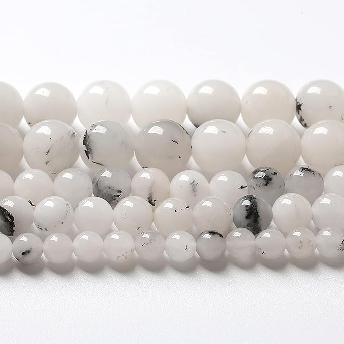 12MM 32PCS Natural Stone Ink Spots Jade Loose Beads for Jewelry Making DIY Bracelet Necklace