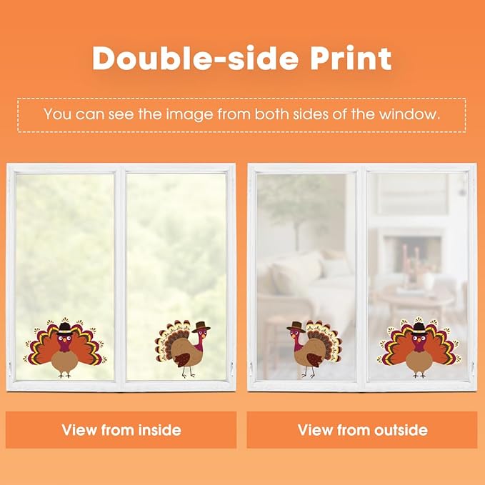 Horaldaily 125 PCS Fall Window Cling Sticker, Thanksgiving Autumn Harvest Colorful Leaf Pumpkin Turkey for Home Party Supplies Shop Window Glass Display Decoration