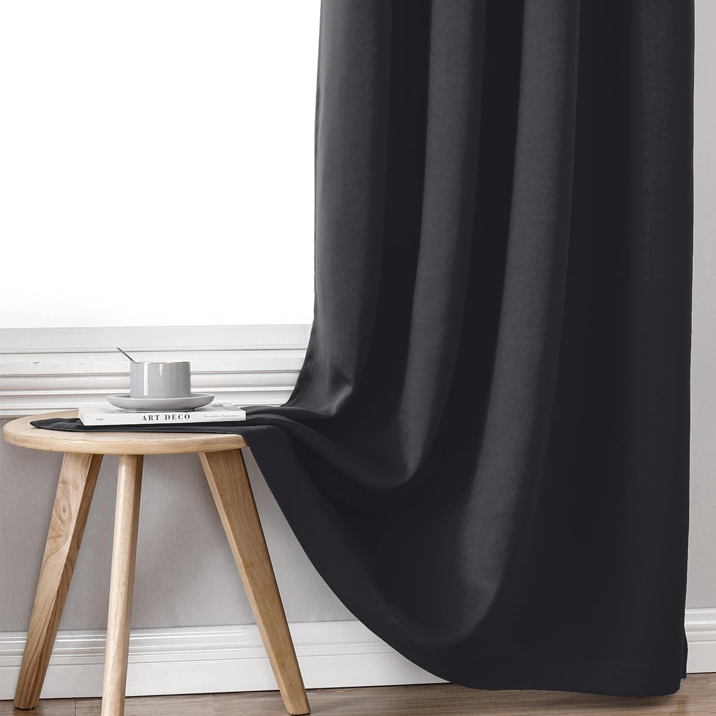 ChrisDowa 100% Blackout Curtains for Bedroom with Black Liner, 2 Thick Layers Total Blackout Thermal Insulated Grommet Window Curtains 72 Inch Length 2 Panels Set (Dark Grey, 52 x 72 Inch)