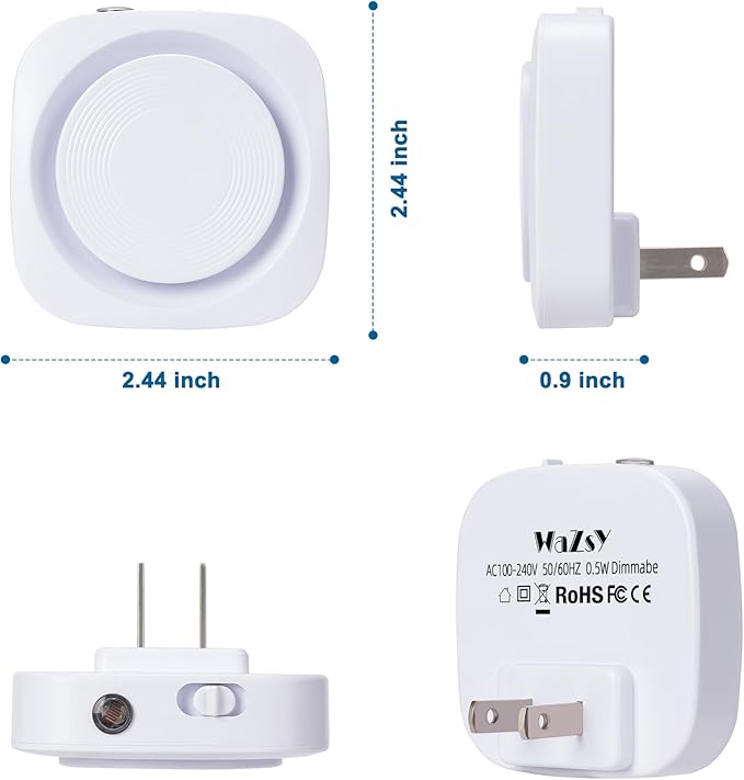 Red Night Lights Plug into Wall, 4 Packs Dimmable Night Light with Dust to Dawn Sensor, Automatically Turn on and Off, Gentle Glow Nightlight for Bathroom,Bedroom,Stairs,Kitchen,Hallway, Red